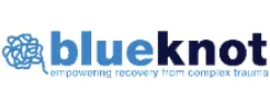 A blue knot with words "blueknot'"